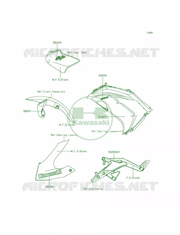DecalsGreenFDSCN Kawasaki MOTOS 650 2015 Ninja 650 ABS  EX650FFF