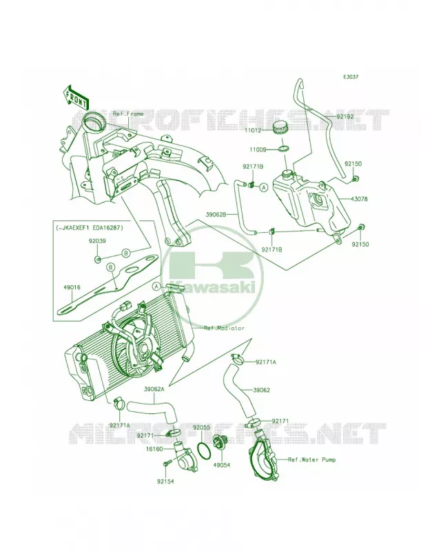 Water Pipe Kawasaki MOTOS 650 2015 Ninja 650 ABS  EX650FFF