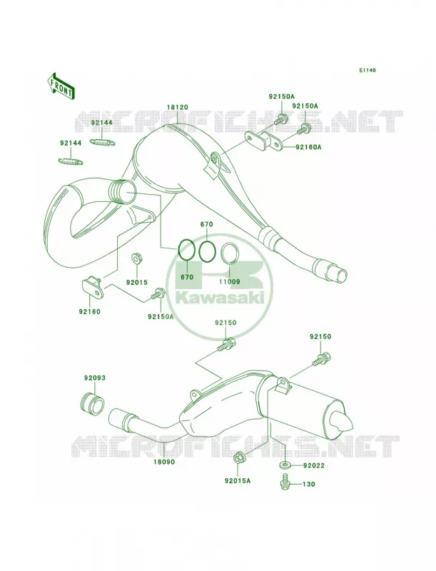 Mufflers Kawasaki MOTOS 200 2000 KDX200  KDX200-H6