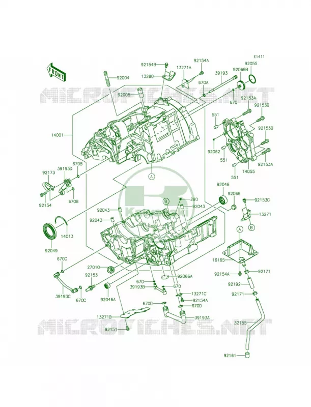 Crankcase Kawasaki MOTOS 650 2015 Ninja 650  EX650EFF
