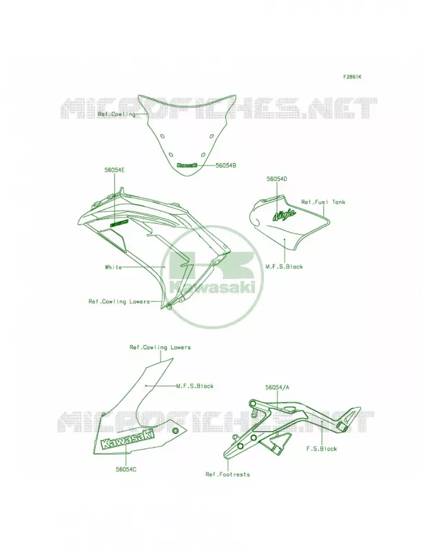 DecalsP.F.S.WhiteEFF Kawasaki MOTOS 650 2015 Ninja 650  EX650EFF