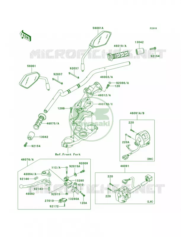Handlebar Kawasaki MOTOS 650 2013 Versys  KLE650CDF