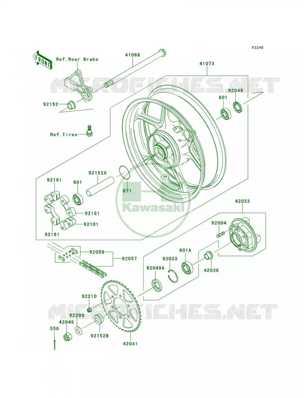 Rear Hub Kawasaki MOTOS 650 2013 Versys  KLE650CDF