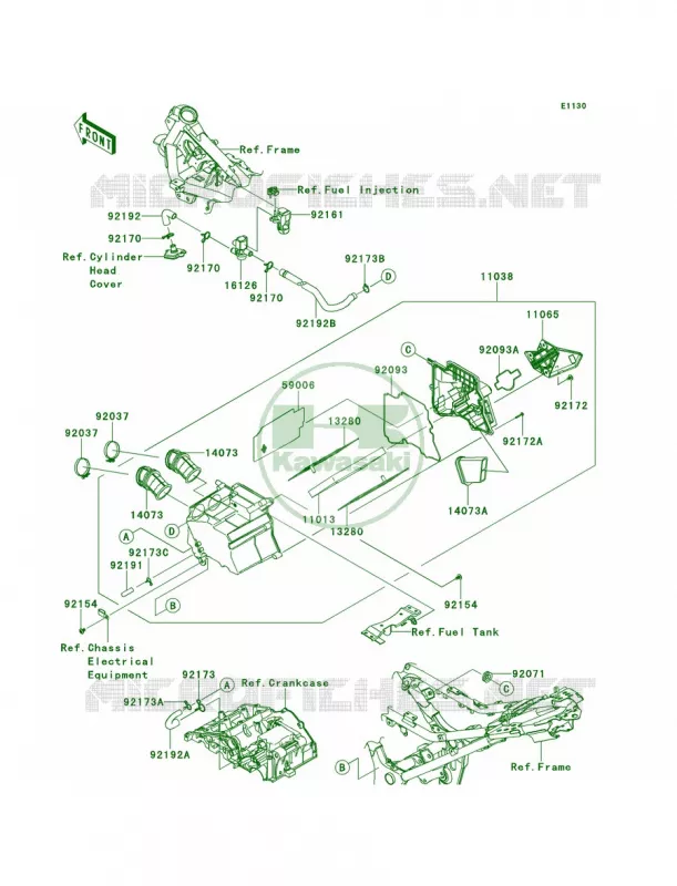Air Cleaner Kawasaki MOTOS 300 2014 Ninja 300 ABS  EX300BEF