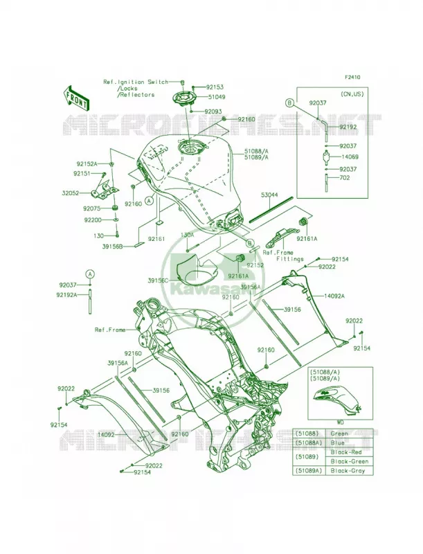 Fuel Tank Kawasaki MOTOS 1000 2014 Ninja 1000 ABS  ZX1000MEF