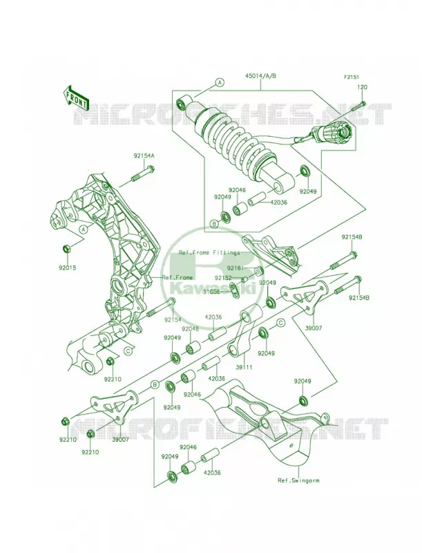 SuspensionShock Absorber Kawasaki MOTOS 1000 2014 Ninja 1000 ABS  ZX1000MEF