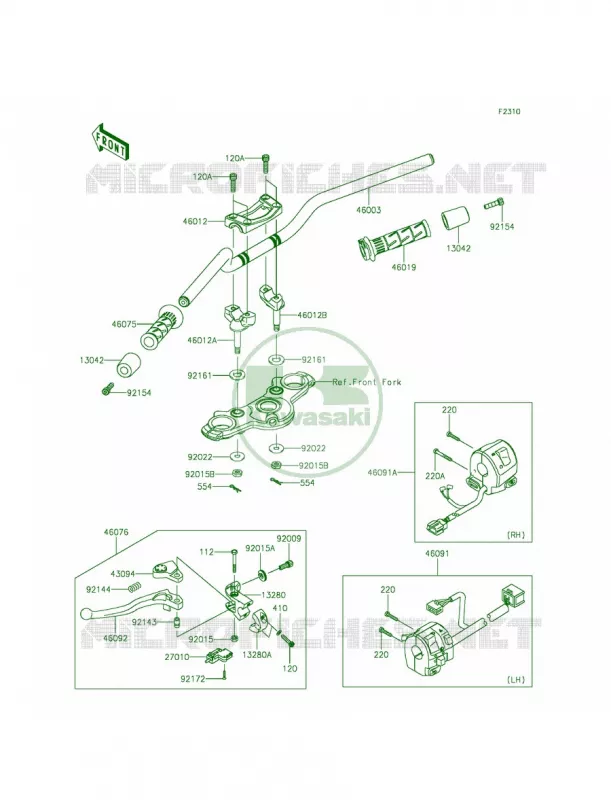 Handlebar Kawasaki MOTOS 650 2014 Ninja 650  EX650EEF