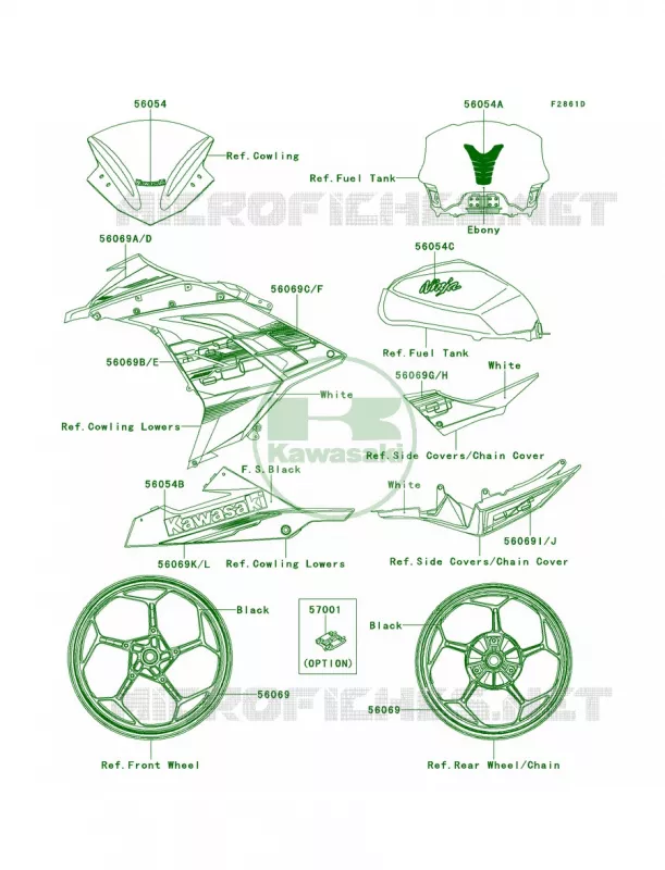DecalsWhiteAESA Kawasaki MOTOS 300 2014 Ninja 300  EX300AES