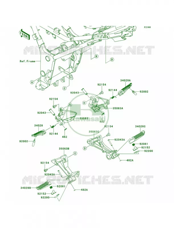 Footrests Kawasaki MOTOS 300 2014 Ninja 300  EX300AES