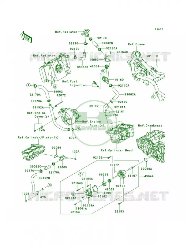 Water Pipe Kawasaki MOTOS 300 2014 Ninja 300  EX300AESA