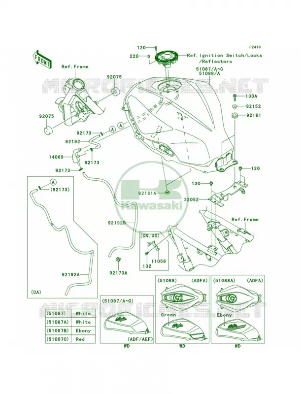 Fuel TankADF-AEF Kawasaki MOTOS 300 2014 Ninja 300 SE  EX300AEF