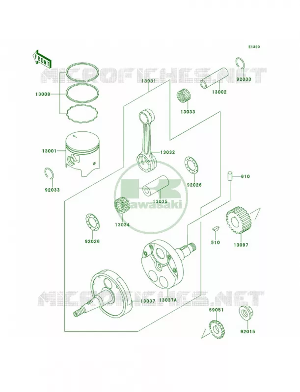 CrankshaftPistons Kawasaki MOTOS 220 2000 KDX220R  KDX220-A7