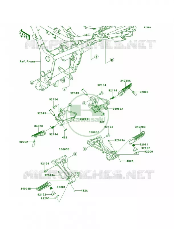 Footrests Kawasaki MOTOS 300 2014 Ninja 300 ABS SE  EX300BEFA