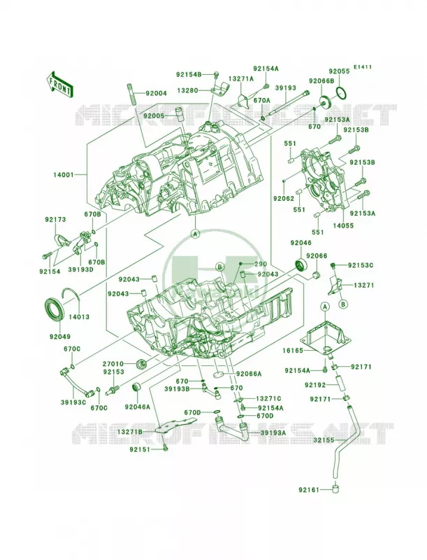 Crankcase Kawasaki MOTOS 650 2014 Versys ABS  KLE650DEF