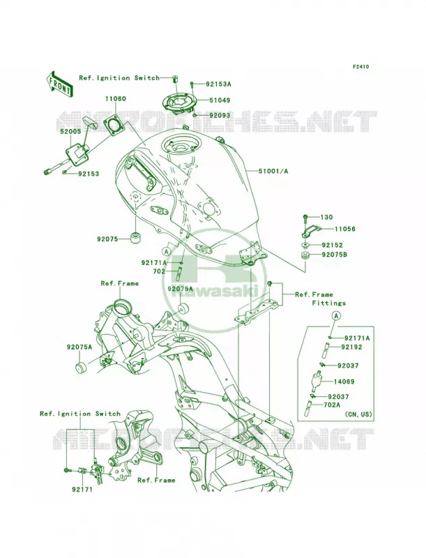 Fuel Tank Kawasaki MOTOS 650 2014 Versys ABS  KLE650DEF