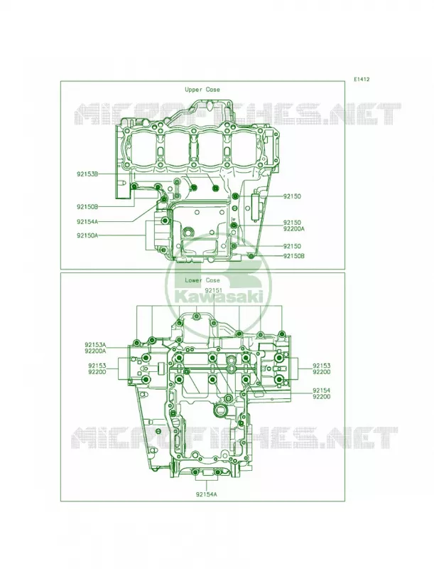 Crankcase Bolt Pattern Kawasaki MOTOS 1000 2014 Z1000 ABS  ZR1000GEF