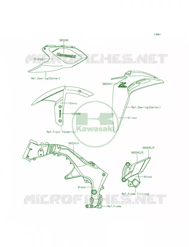 DecalsOrangeGEF Kawasaki MOTOS 1000 2014 Z1000 ABS  ZR1000GEF