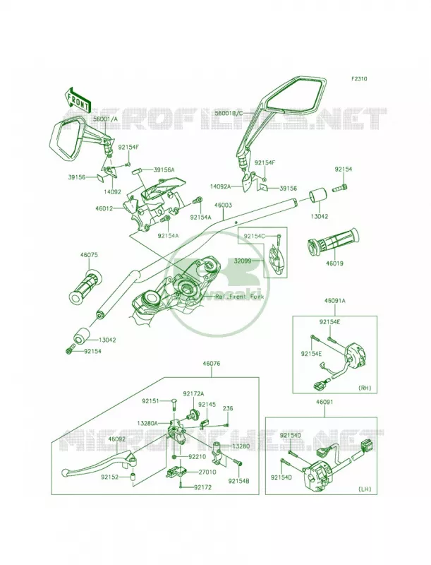 Handlebar Kawasaki MOTOS 1000 2014 Z1000 ABS  ZR1000GEF