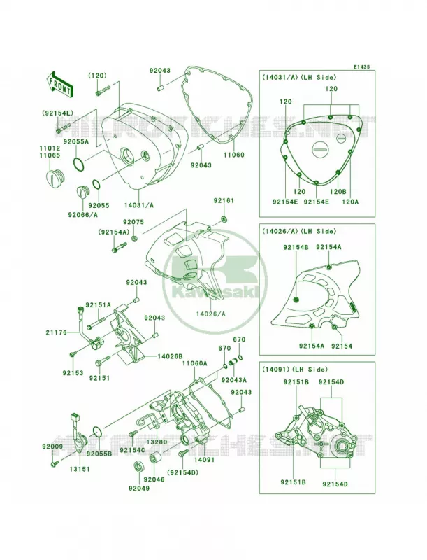 Left Engine Covers Kawasaki MOTOS 800 2014 W800  EJ800AEF