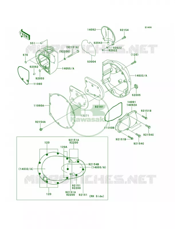 Right Engine Covers Kawasaki MOTOS 800 2014 W800  EJ800AEFA