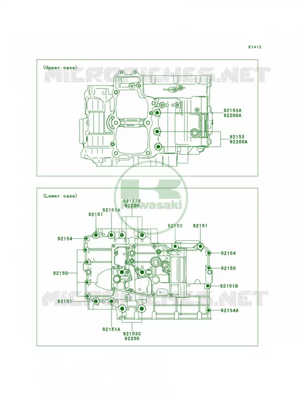 Crankcase Bolt Pattern Kawasaki MOTOS 650 2014 ER-6n  ER650EEF
