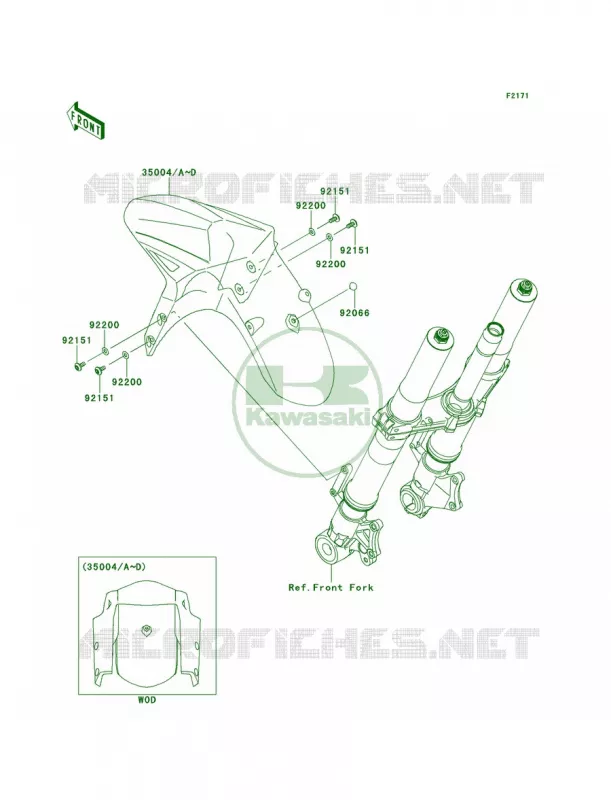 Front Fenders Kawasaki MOTOS 100 2014 Versys 1000  KLZ1000AEF