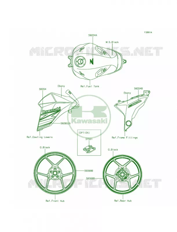 DecalsEbonyADS Kawasaki MOTOS 800 2014 ZR800  ZR800AEF