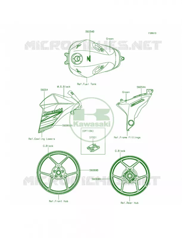 DecalsGreenAEF Kawasaki MOTOS 800 2014 ZR800  ZR800AEF