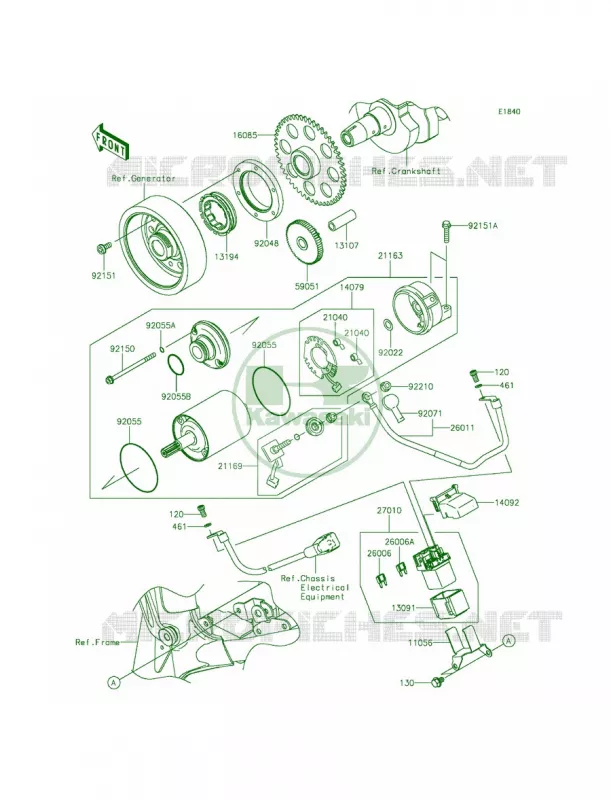 Starter Motor Kawasaki MOTOS 800 2014 ZR800  ZR800AEF