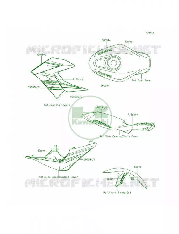 DecalsEbony Kawasaki MOTOS 250 2014 Z250SL  BR250FEF