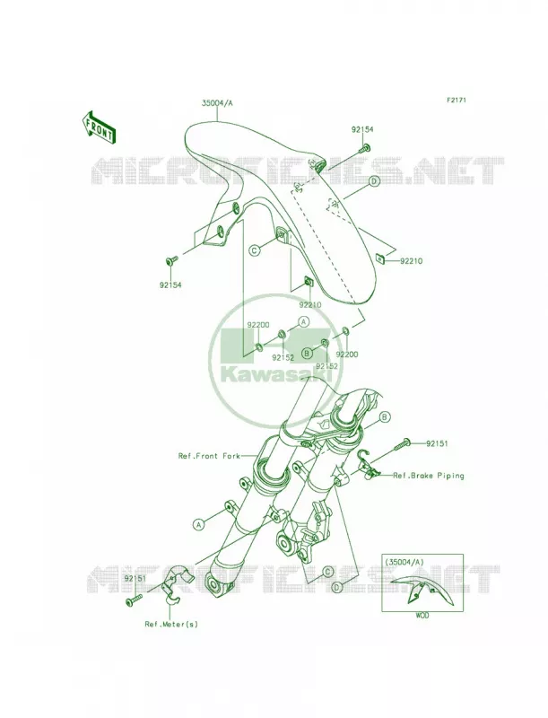 Front Fenders Kawasaki MOTOS 250 2014 Z250SL  BR250FEF