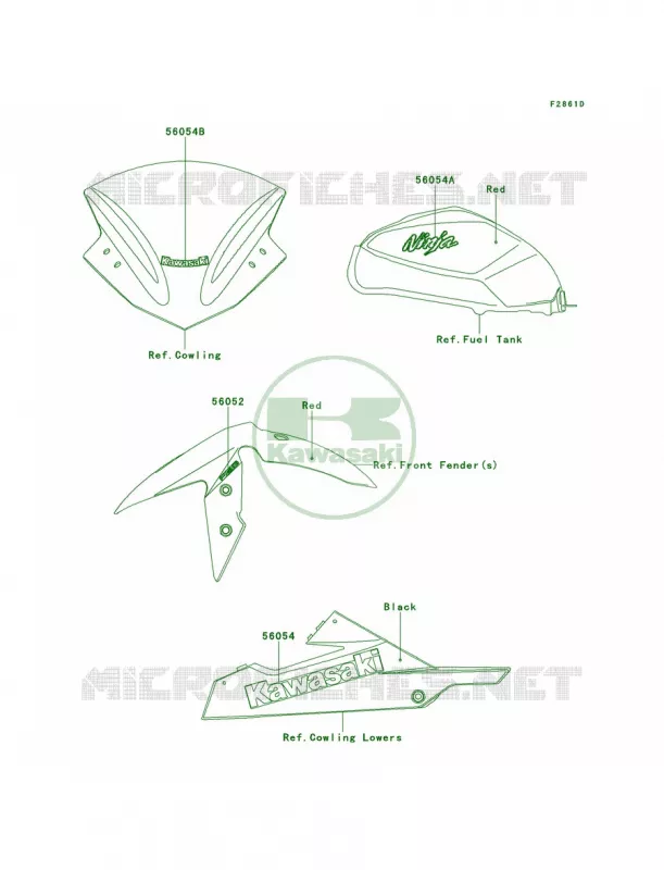 DecalsRedBEFCAUS Kawasaki MOTOS 300 2013 Ninja 300   EX300BDF
