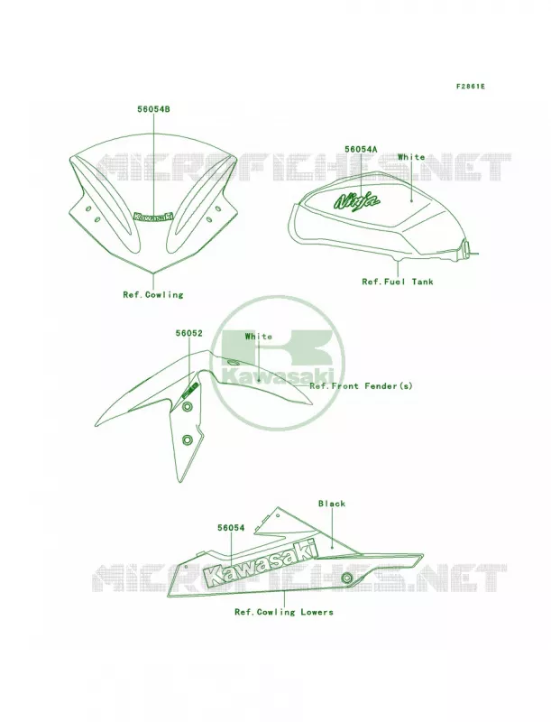 DecalsWhiteBEFCN Kawasaki MOTOS 300 2013 Ninja 300   EX300BDF