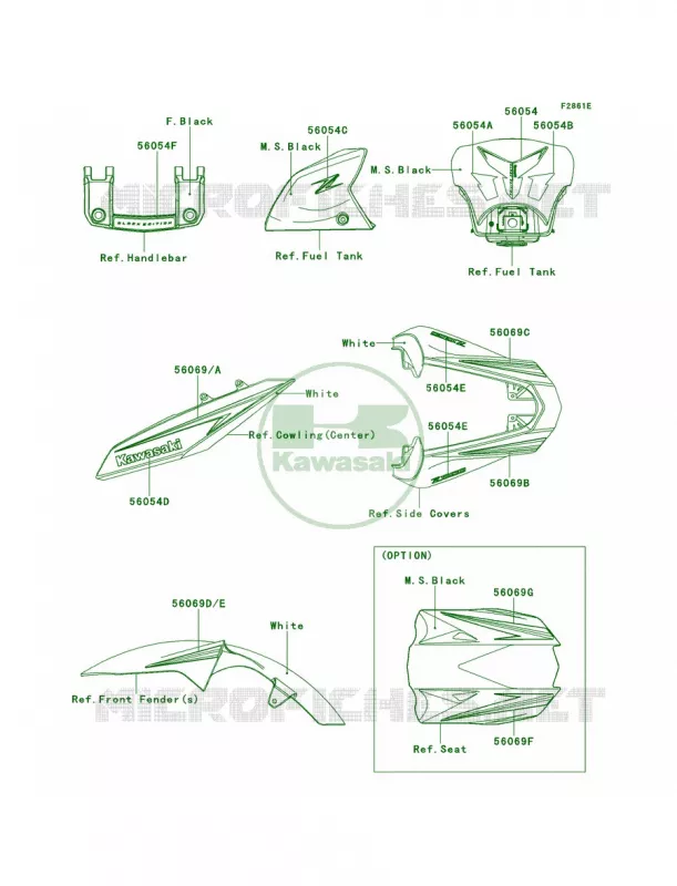 DecalsBlackDDFA Kawasaki MOTOS 1000 2013 Z1000   ZR1000DDF