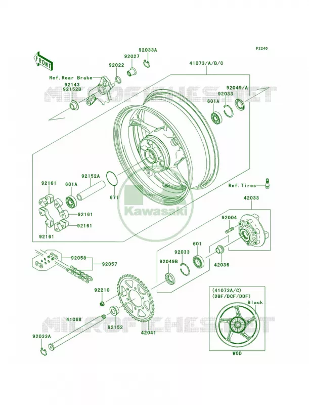 Rear WheelChain Kawasaki MOTOS 1000 2013 Z1000   ZR1000DDFA