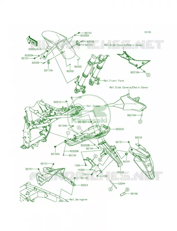 Fenders Kawasaki MOTOS 800 2013 ZR800   ZR800ADS