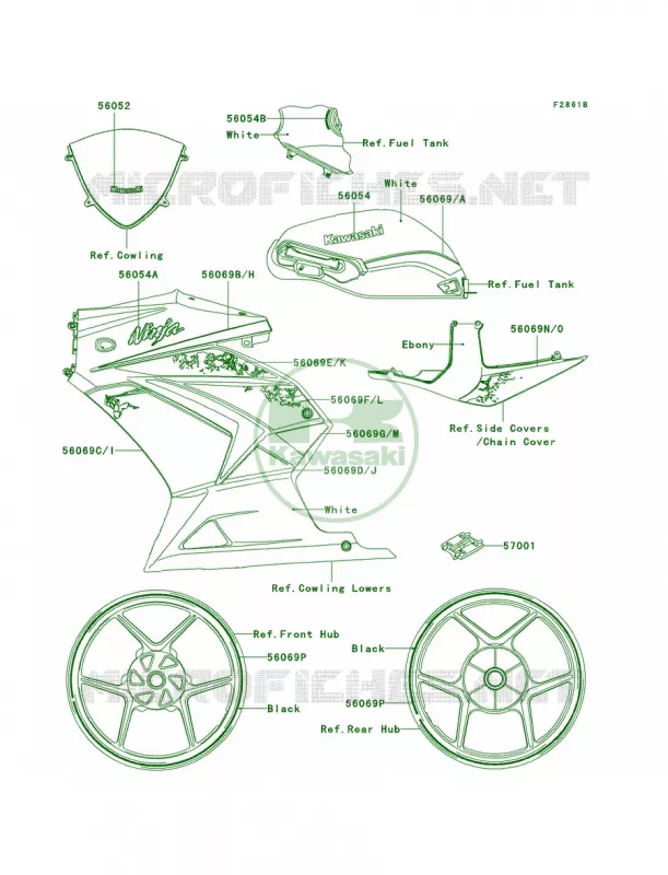 DecalsWhiteJBFA Kawasaki MOTOS 250 2012 Ninja 250R  EX250JCF