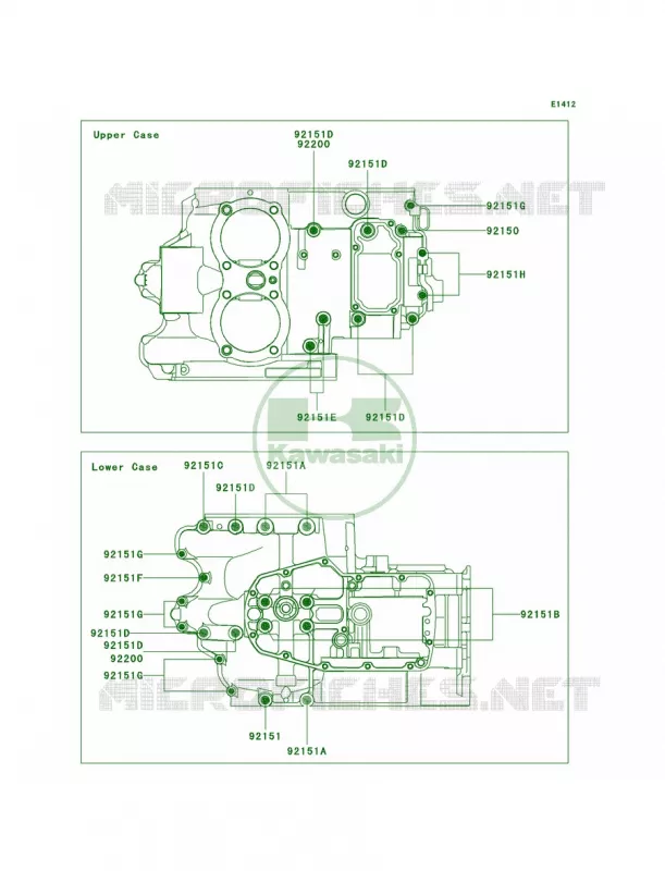 Crankcase Bolt Pattern Kawasaki MOTOS 800 2012 W800   EJ800ACF