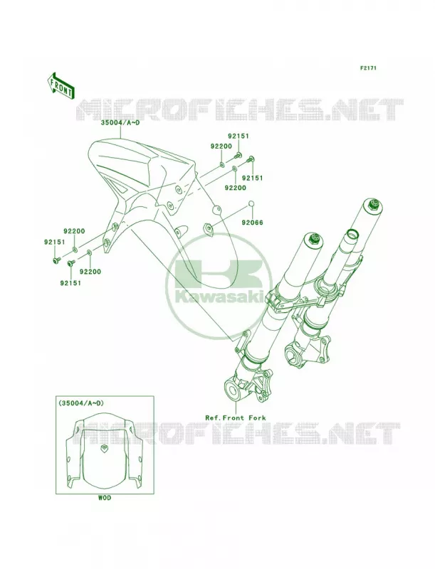 Front Fenders Kawasaki MOTOS 100 2012 Versys 1000   KLZ1000ACF