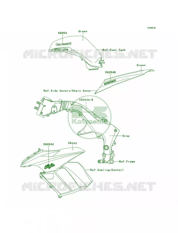 DecalsGreenGCF Kawasaki MOTOS 1000 2011 Ninja 1000  ZX1000GBF