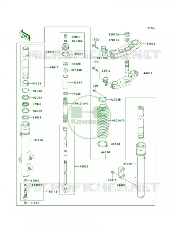 Front ForkKDX220-A5-A8 Kawasaki MOTOS 220 1999 KDX220R  KDX220-A6