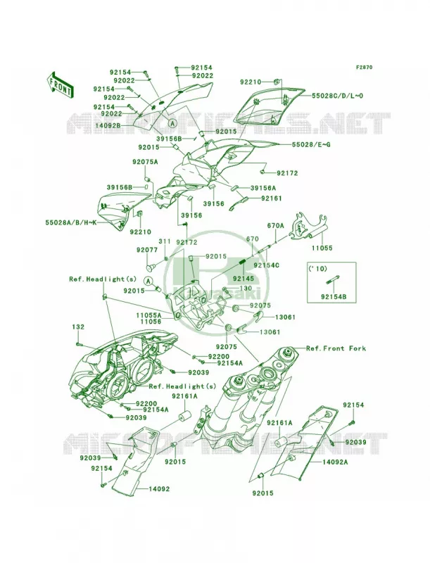 CowlingUpper Kawasaki MOTOS 1000 2011 Z1000  ZR1000DBF