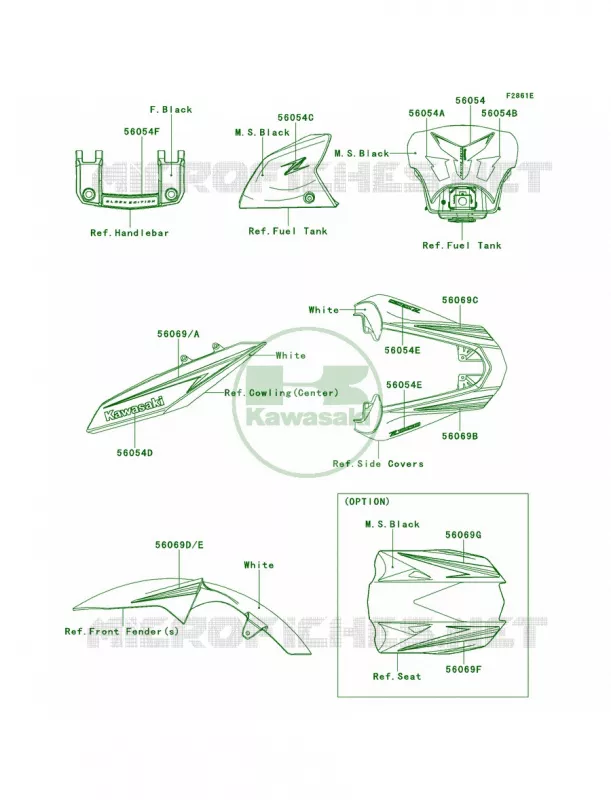 DecalsBlackDDFA Kawasaki MOTOS 1000 2011 Z1000  ZR1000DBF