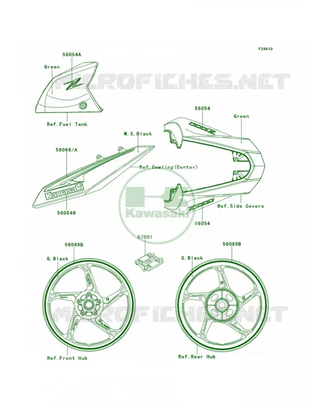 DecalsGreenDDF Kawasaki MOTOS 1000 2011 Z1000  ZR1000DBF