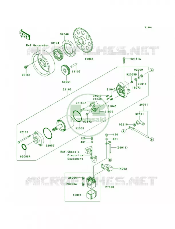 Starter Motor Kawasaki MOTOS 1000 2011 Z1000  ZR1000DBF