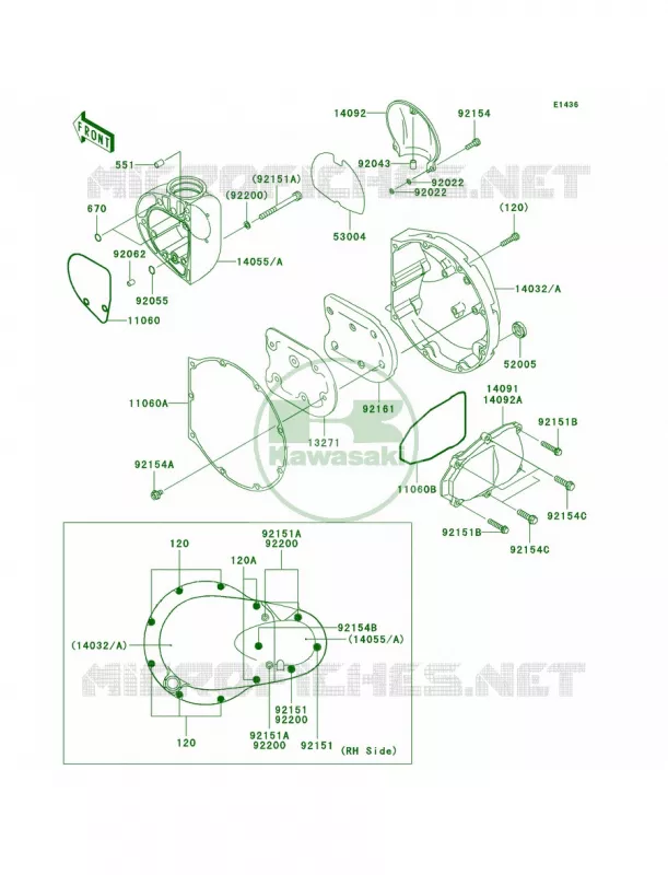 Right Engine Covers Kawasaki MOTOS 800 2011 W800  EJ800ABF