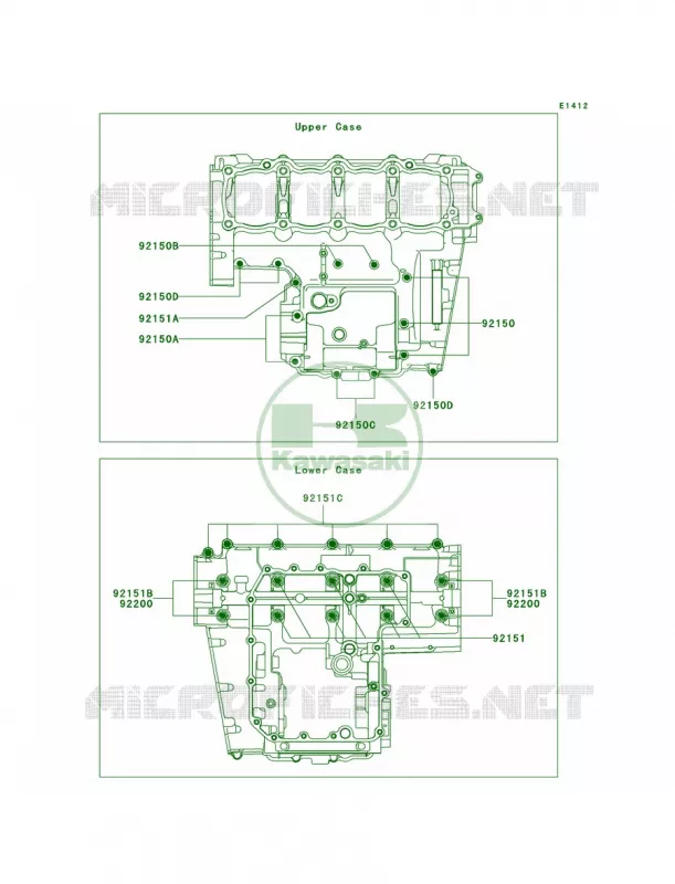 Crankcase Bolt Pattern Kawasaki MOTOS 750 2010 Z750   ZR750LAF