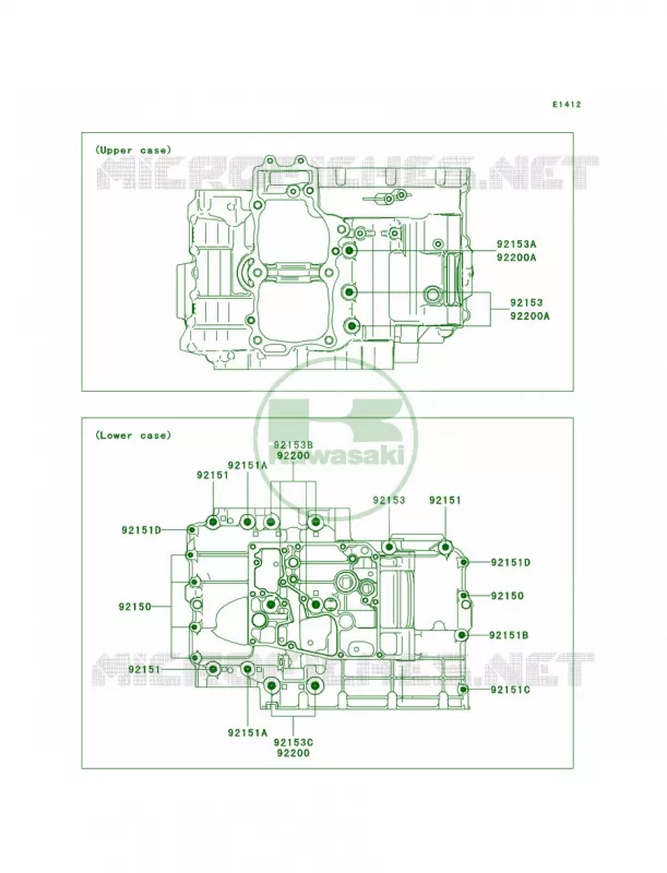 Crankcase Bolt Pattern Kawasaki MOTOS 650 2009 ER-6n   ER650C9F