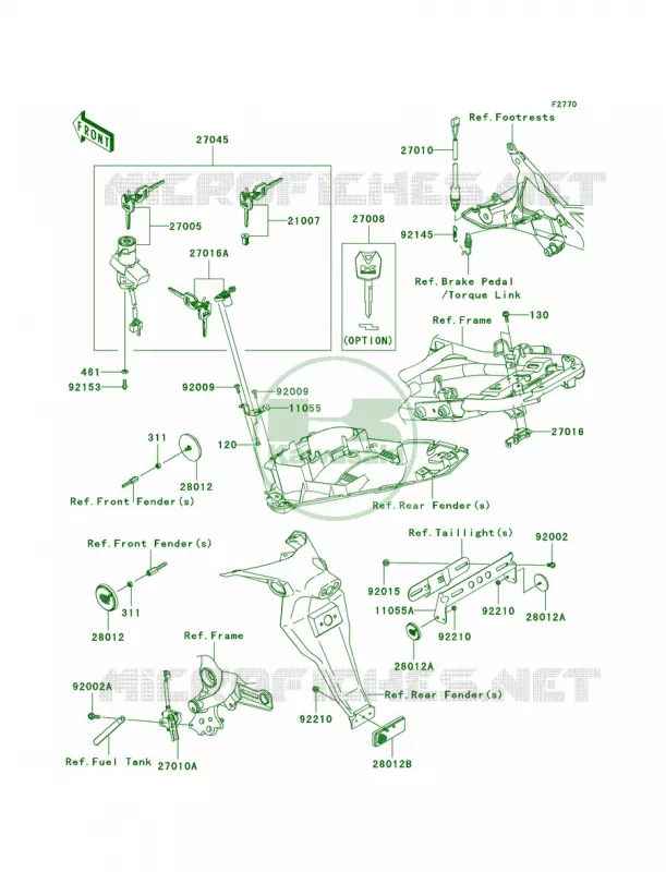 Ignition SwitchLocksReflectors Kawasaki MOTOS 650 2009 ER-6n   ER650C9F