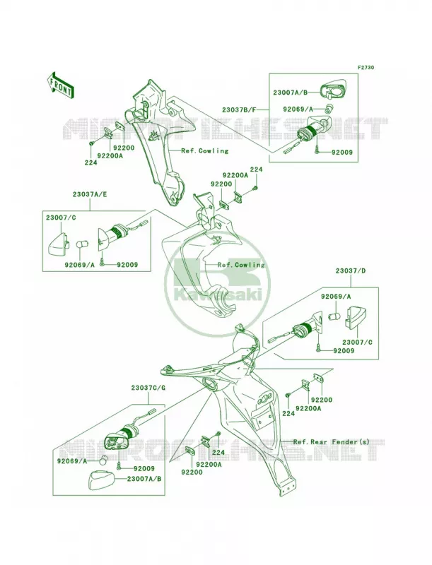Turn Signals Kawasaki MOTOS 650 2009 Versys   KLE650A9F